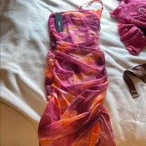 slim fit dress slacks Dress Casual Maxi By Fashion Nova In Orange & Pink, Size: L